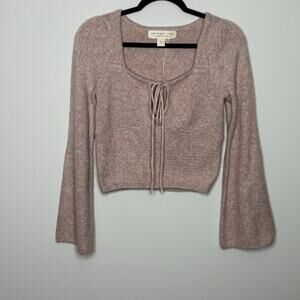 Saltwater Luxe Jayne Cropped Bell Sleeves Key Hole Sweater Womens Size Small